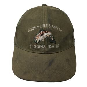Hook-Line & Sinker Riggins, Idaho Slideback Baseball Cap Green OS Vintage USA